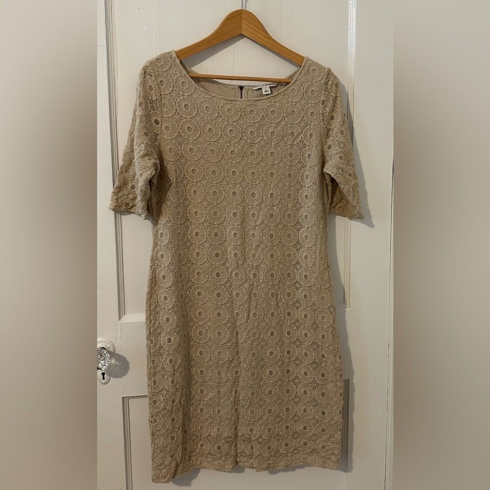 Elegant Beige Lace Dress
